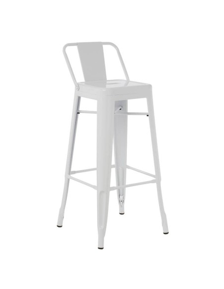 Taburete Tol Respaldo acero blanco
