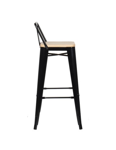 Taburete Tol  con Respaldo y asiento madera pino