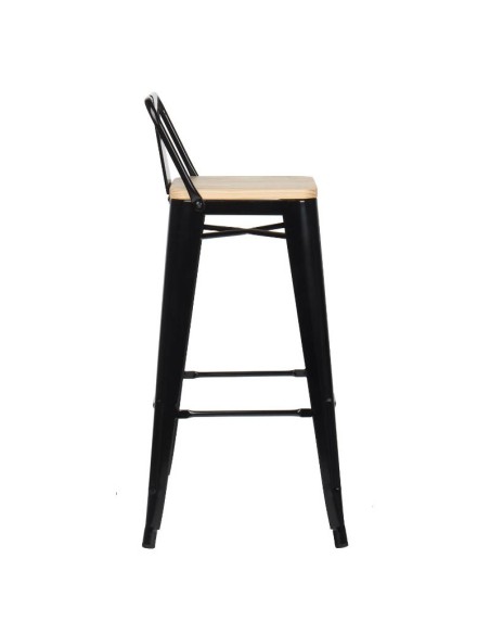 Taburete Tol  con Respaldo y asiento madera pino