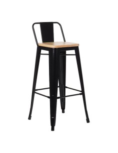 Taburete Tol  con Respaldo y asiento madera