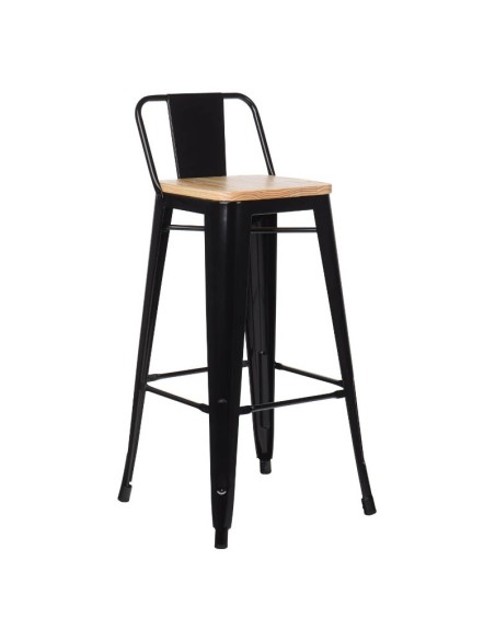 Taburete Tol  con Respaldo y asiento madera