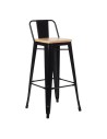 Taburete Tol  con Respaldo y asiento madera
