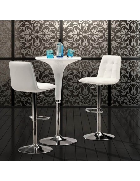 Taburete Odisea simipiel blanco ideal bares y puff