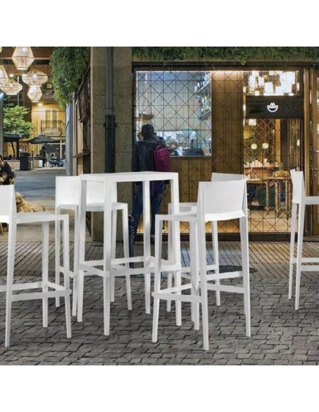 Taburete Bibiano polipropileno blanco ideal terrazas
