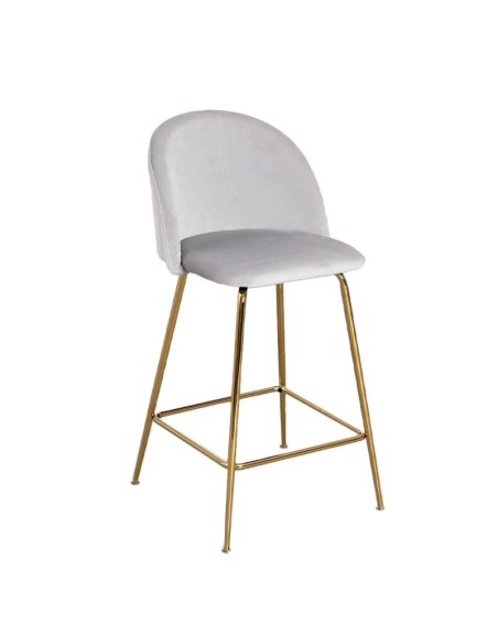 Taburete Elvia PD Terciopelo gris perla