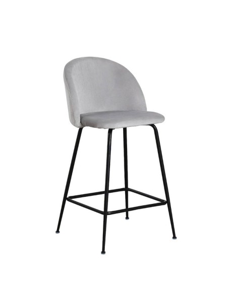 Taburete Elvia PN terciopelo gris perla
