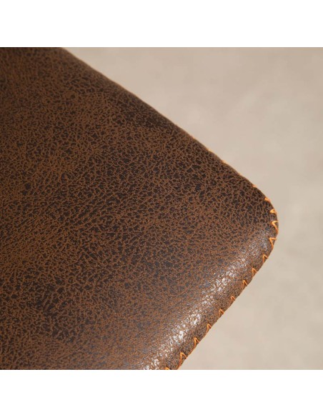 Taburete Dosinda R polipiel marrón chocolate detalle