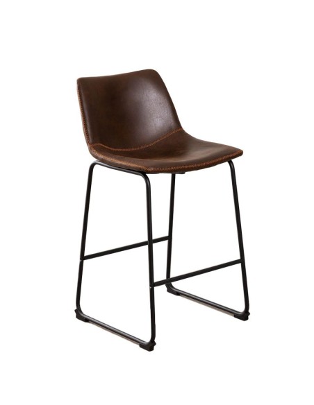 Taburete Dosinda polipiel marrón chocolate