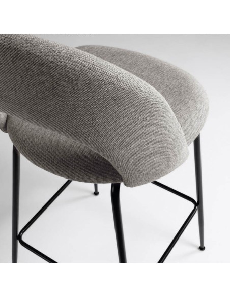 Taburete Arconio tela gris claro detalle