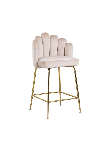 Taburete Clorinda terciopelo beige crema