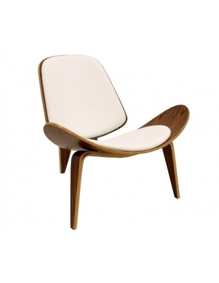 Butaca Aval palo rosa simipiel blanco