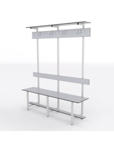 Banco Sencillo Respaldo Perchero y Sombrerero Compacto ideal vestuarios 2