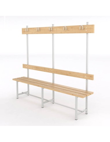 Banco Sencillo Respaldo y Perchero Pino para vestuarios de empresas nuevas