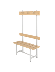 Banco Sencillo Respaldo y Perchero Pino para vestuarios de empresa