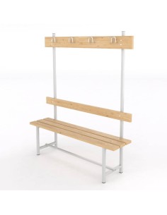Banco Sencillo Respaldo y Perchero Pino para vestuarios de empresa 2