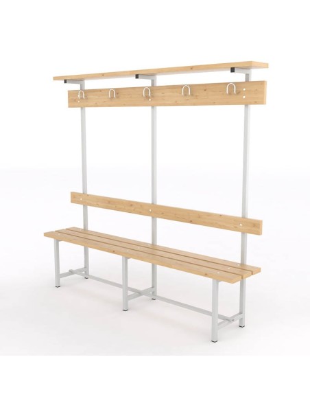 Banco Sencillo Respaldo, Perchero y Sombrerero Pino