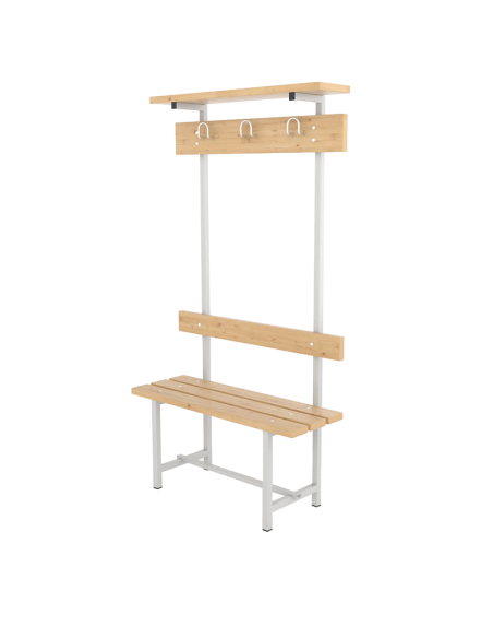 Banco Sencillo Respaldo, Perchero y Sombrerero Pino