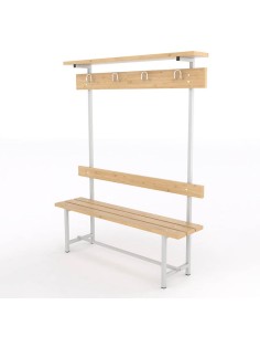 Banco Sencillo Respaldo, Perchero y Sombrerero Pino 2