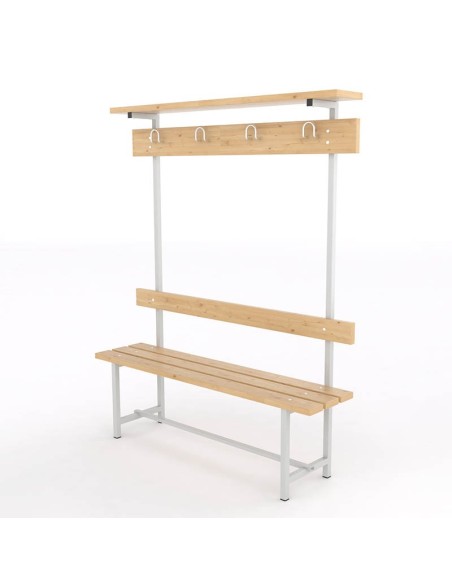 Banco Sencillo Respaldo, Perchero y Sombrerero Pino