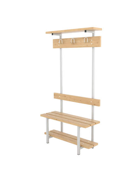 Banco Sencillo Respaldo, Perchero, Zapatero y Sombrerero Pino