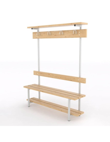 Banco Sencillo Respaldo, Perchero, Zapatero y Sombrerero Pino 3