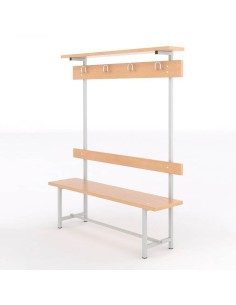 Banco Sencillo con Respaldo Perchero y Sombrerero Melamina
