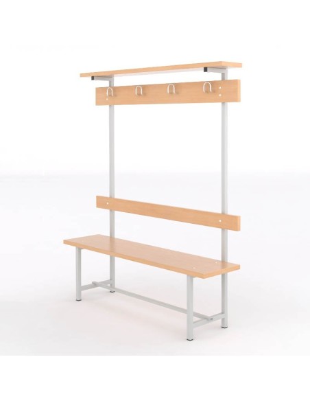 Banco Sencillo con Respaldo Perchero y Sombrerero Melamina