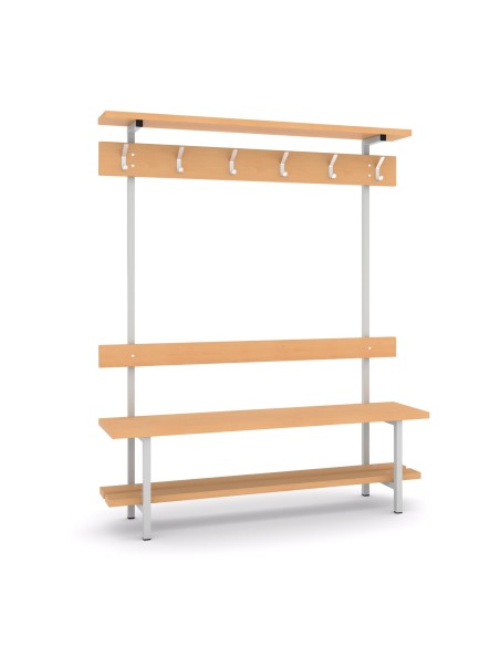 Banco Sencillo con Respaldo Perchero Zapatero y Sombrerero Melamina