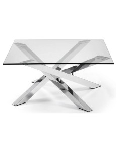 Mesa Dulce de Cristal pata cromada