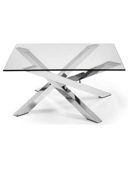 Mesa Dulce de Cristal pata cromada