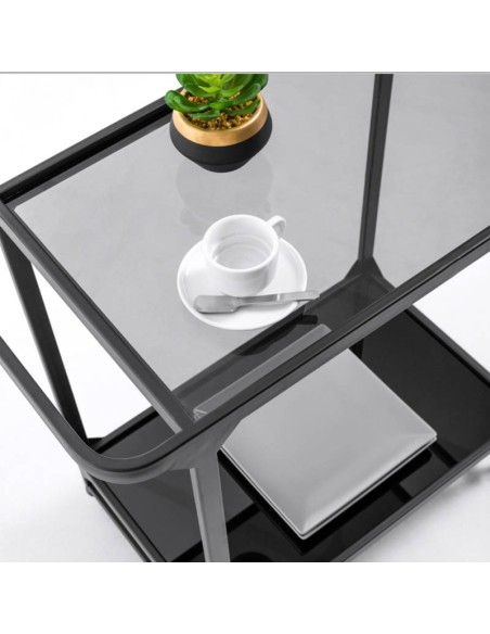 Mesa auxiliar Eliana cristal ahumado detalle