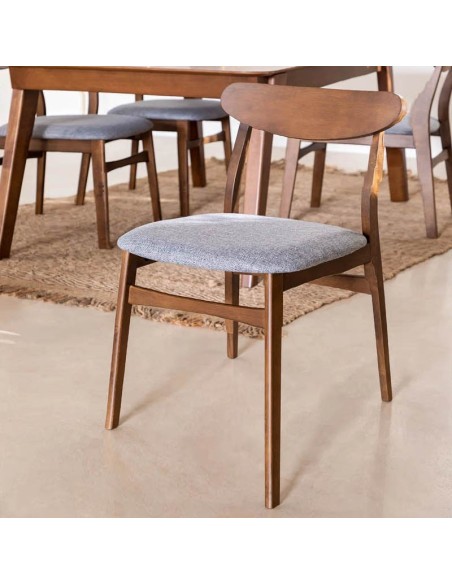 Silla Ambrosio madera oscura con cojín gris 2