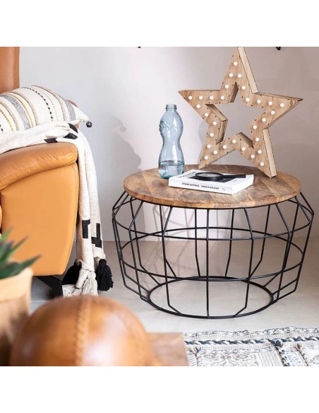 Mesa Catarino | Centro Redondo en Madera Reciclada y Acero