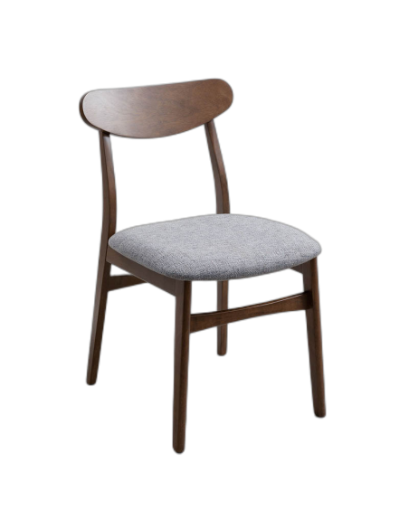Silla Ambrosio madera oscura con cojín gris