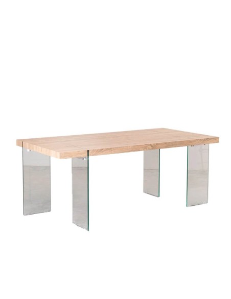 Mesa Clementino de madera y cristal