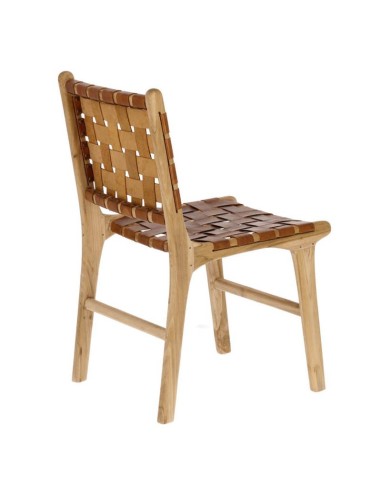 Silla Baudilio fabricada en madera teka y piel 2