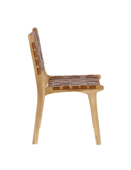 Silla Baudilio fabricada en madera teka y piel 4