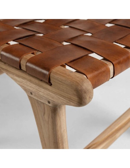 Silla Baudilio fabricada en madera teka y piel 3