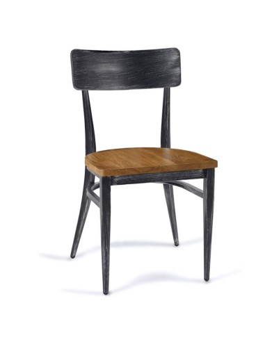 Silla de acero walter white para comedores acabado en negro envejecido