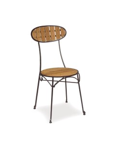 Silla Lirio de hierro forjado y teka