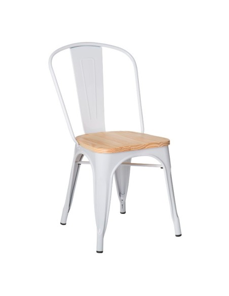 Silla Tol blanca Madera pino claro