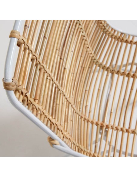 Sillón Mandala de acero y ratán natural