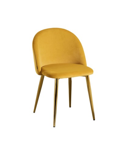 Silla Elvia Terciopelo mostaza pata dorada
