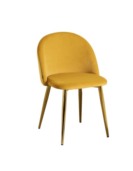 Silla Elvia Terciopelo mostaza pata dorada