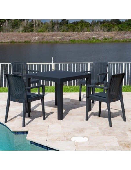 Conjunto Floilana apilable de polipropileno antracita