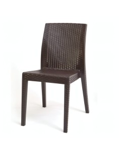 Silla froilana apilable marrón imitación ratán