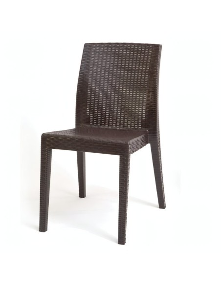 Silla froilana apilable marrón imitación ratán