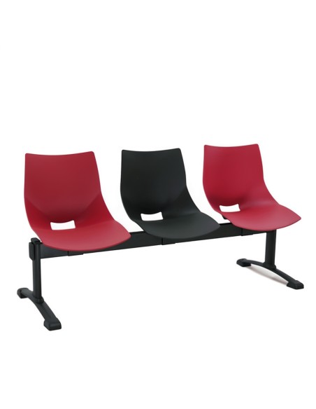 Bancada Shell 3 Plazas pata T invertida negra