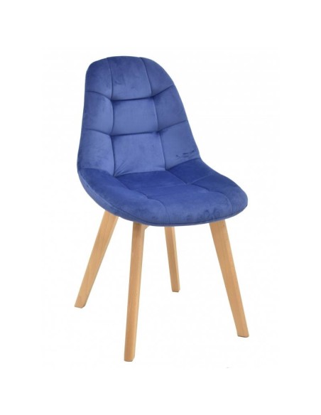 Silla Arminda tapizada velvet azul