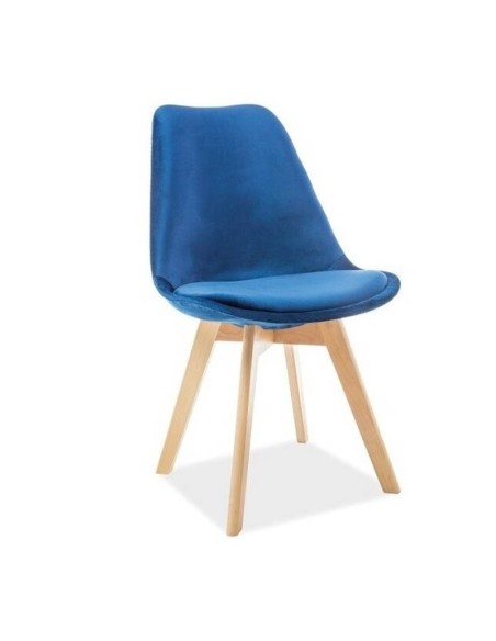 Silla Acacio tapizada velvet azul